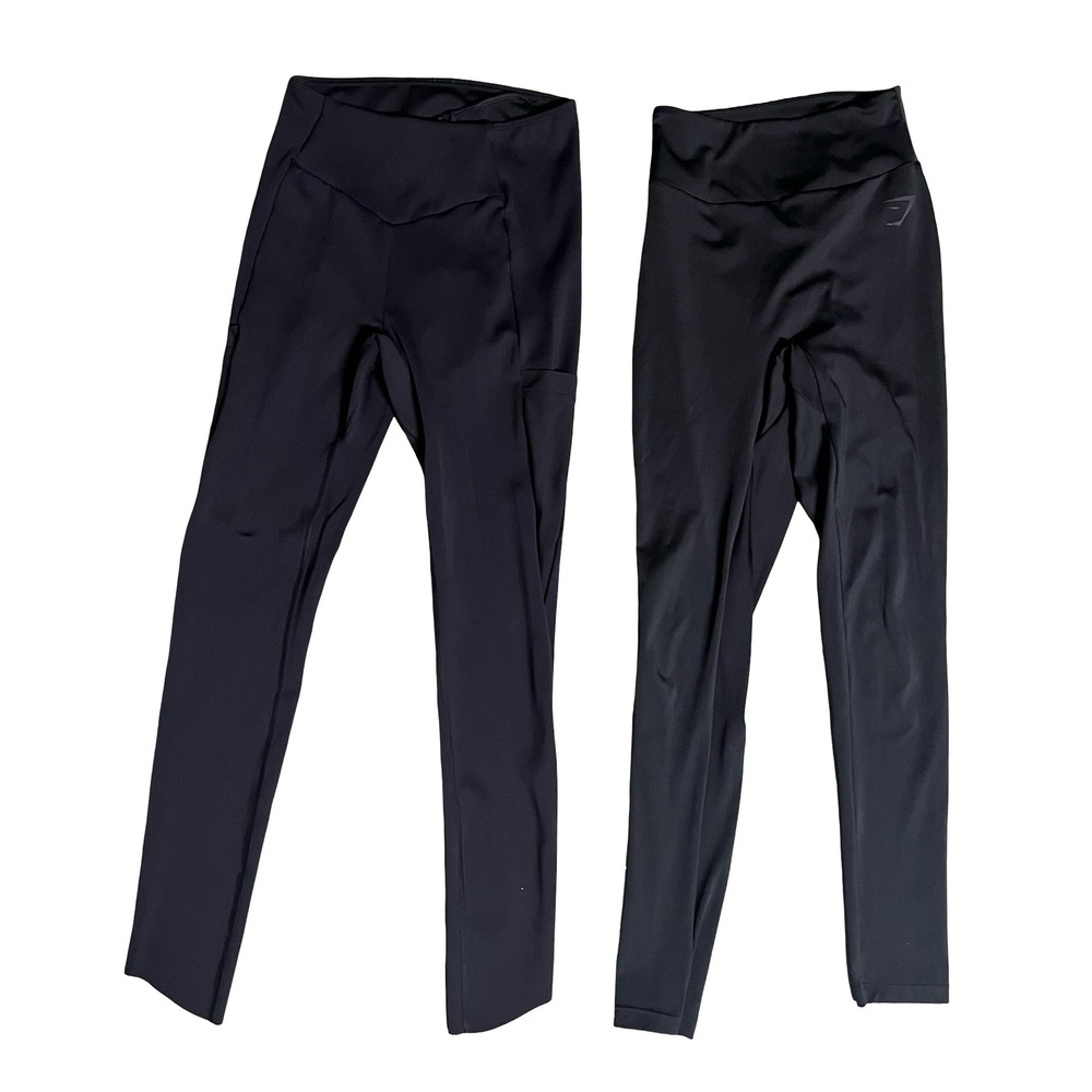 Gymshark Lot of 2 Leggings Womens Black Ruched Butt Lifting & Pockets Small